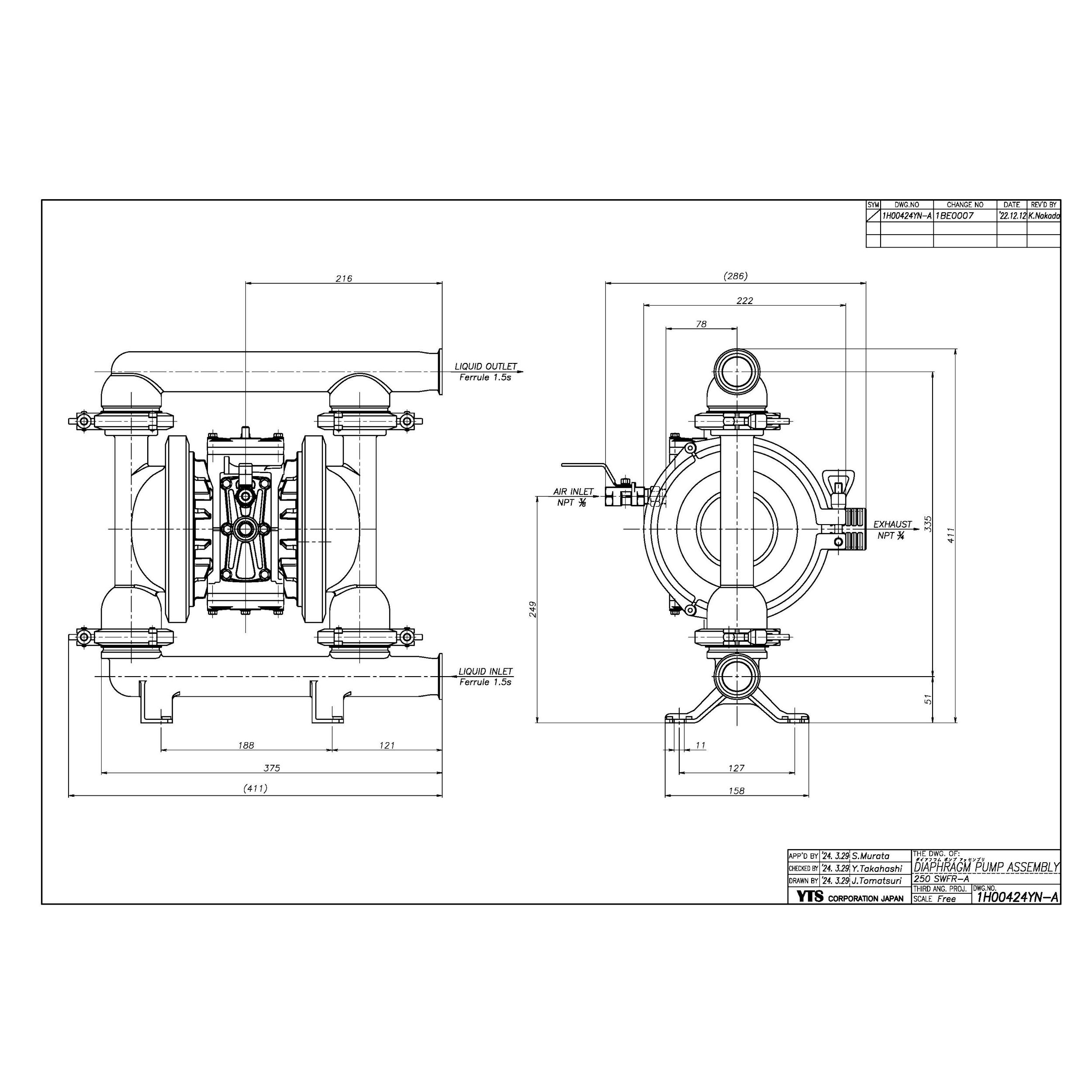 YTS - 250SWFR-A (NPT Air Connection)_Dimensional drawing