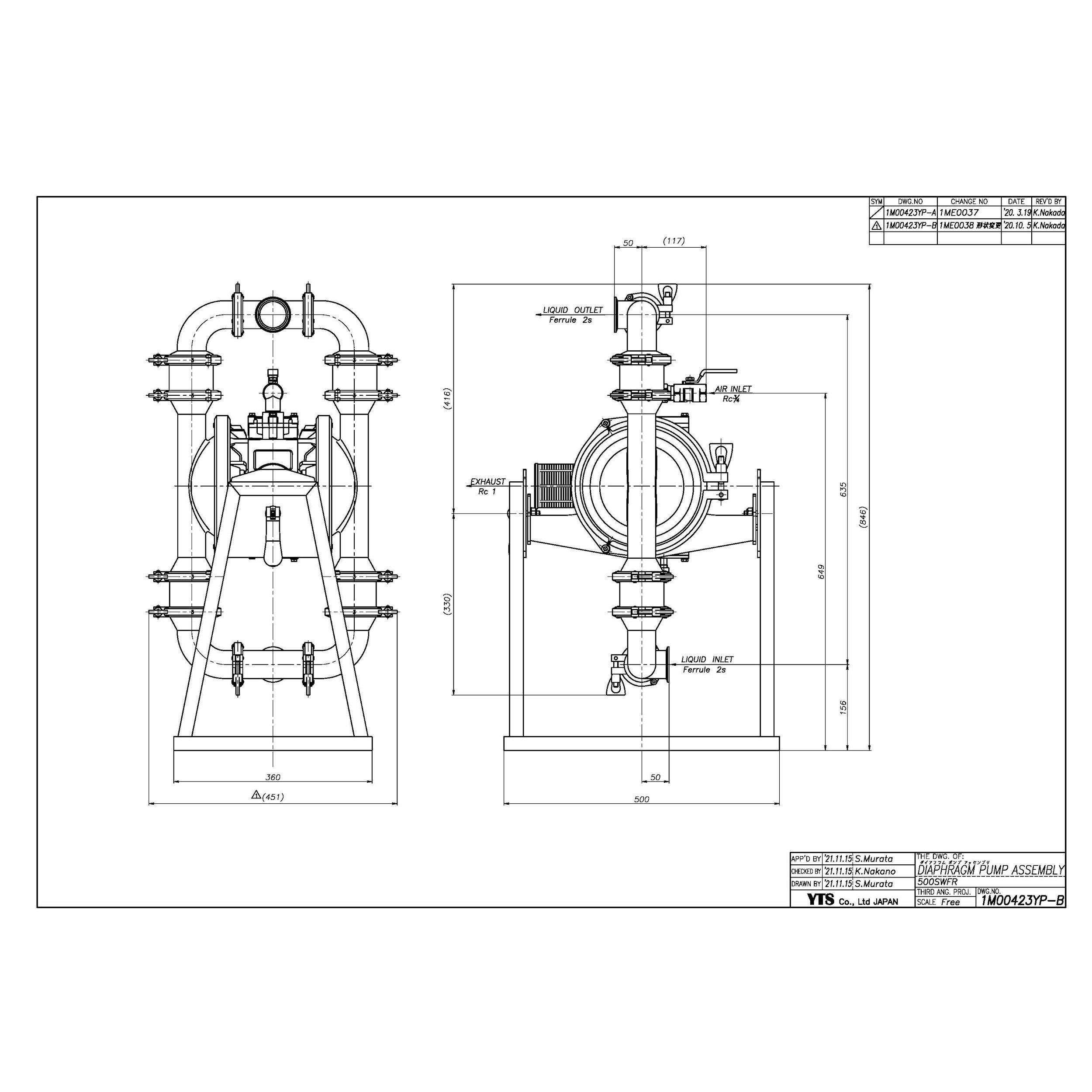 YTS - 500SWFR (Rc Air Connection)_Dimensional drawing